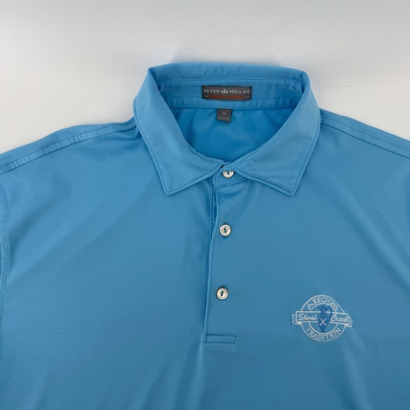 Peter Millar Polo Shirt Mens M Blue Summer Comfort Regions Tradition Shoal Creek - Picture 2 of 11